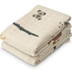 achetez Lot de 2 langes en coton bio Lewis Aussie sea shell mix (65 x 65 cm) Liewood au meilleur prix en promo