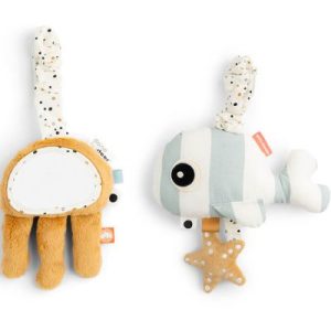 achetez Lot de 2 peluches d'activités à suspendre Sea friends Bleu et Moutarde Done by Deer au meilleur prix en promo