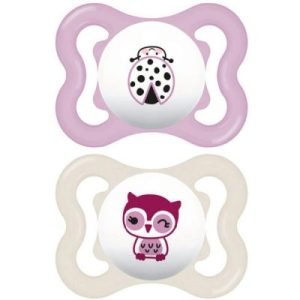 achetez Lot de 2 sucettes Supreme en silicone Coccinelle et chouette (2-6 mois) MAM au meilleur prix en promo