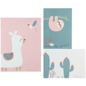 achetez Lot de 3 affiches rose et vert d'eau Moris & Sacha Noukie's au meilleur prix en promo