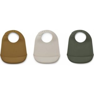 achetez Lot de 3 bavoirs à poche en silicone Maru Hunter green multi mix Liewood au meilleur prix en promo