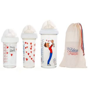 achetez Lot de 3 biberons anti colique gigognes Papa-bébé by Soledad (360 ml et 210 ml) Le Biberon Français au meilleur prix en promo