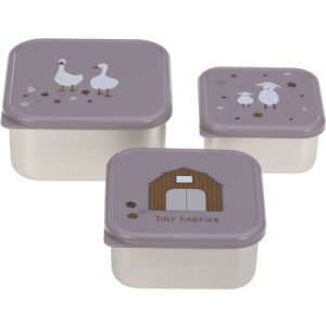 achetez Lot de 3 boîtes à goûter Tiny Farmer lilas Lässig au meilleur prix en promo