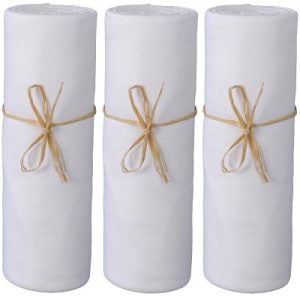 achetez Lot de 3 draps housses en coton bio blanc (60 x 120 cm) P'tit Basile au meilleur prix en promo