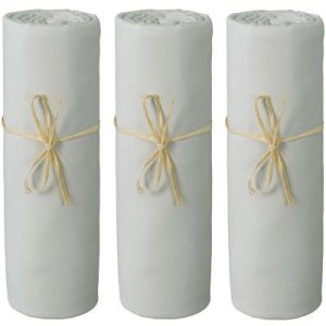 achetez Lot de 3 draps housses en coton bio gris perle (60 x 120 cm) P'tit Basile au meilleur prix en promo