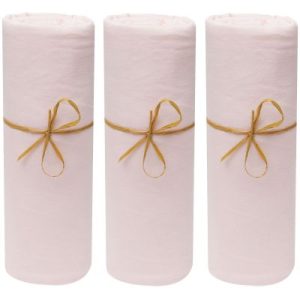 achetez Lot de 3 draps housses en coton bio rose poudré (70 x 140 cm) P'tit Basile au meilleur prix en promo