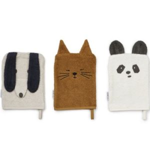 achetez Lot de 3 gants de toilette Sylvester Animal mix Liewood au meilleur prix en promo