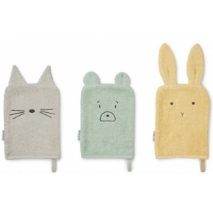 achetez Lot de 3 gants de toilette Sylvester Dusty mint multi mix Liewood au meilleur prix en promo