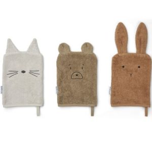 achetez Lot de 3 gants de toilette Sylvester Oat multi mix Liewood au meilleur prix en promo