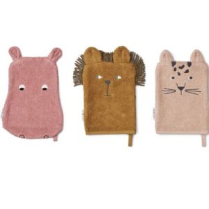 achetez Lot de 3 gants de toilette Sylvester Safari dusty raspberry multi mix Liewood au meilleur prix en promo