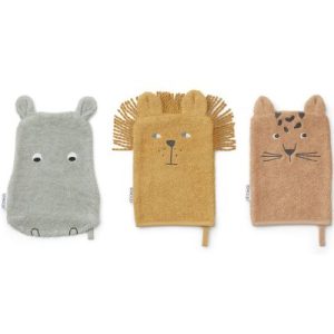 achetez Lot de 3 gants de toilette Sylvester safari Liewood au meilleur prix en promo