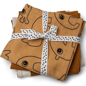 achetez Lot de 3 langes Deer Friends moutarde (70 x 70 cm) Done by Deer au meilleur prix en promo