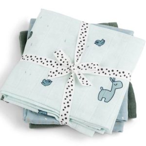 achetez Lot de 3 langes Lalee Bleu (70 x 70 cm) Done by Deer au meilleur prix en promo