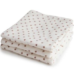achetez Lot de 3 langes en coton bio Bloom (60 x 60 cm) Mushie au meilleur prix en promo