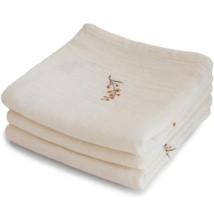 achetez Lot de 3 langes en coton bio Flowers (60 x 60 cm) Mushie au meilleur prix en promo