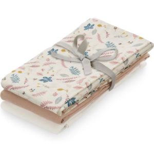 achetez Lot de 3 langes en coton bio Pressed Leaves rose (70 x 70 cm) Cam Cam Copenhagen au meilleur prix en promo