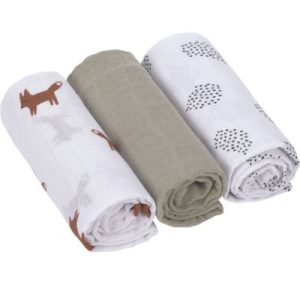 achetez Lot de 3 langes en mousseline Little Forest Renard (60 x 60 cm) Lässig au meilleur prix en promo