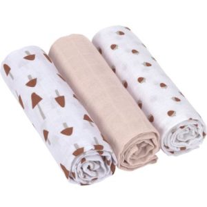 achetez Lot de 3 langes en mousseline Little Forest Rose poudré (85 x 85 cm) Lässig au meilleur prix en promo