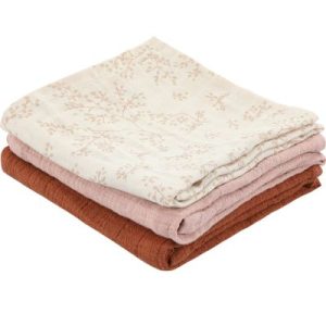 achetez Lot de 3 langes en mousseline de coton Bright Bloom (55 x 55 cm) Trixie au meilleur prix en promo