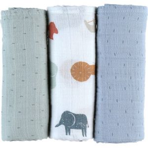 achetez Lot de 3 langes en mousseline de coton bio Jungle (70 x 70 cm) Noukie's au meilleur prix en promo