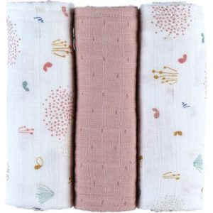 achetez Lot de 3 langes en mousseline de coton bio Lina et Joy (70 x 70 cm) Noukie's au meilleur prix en promo
