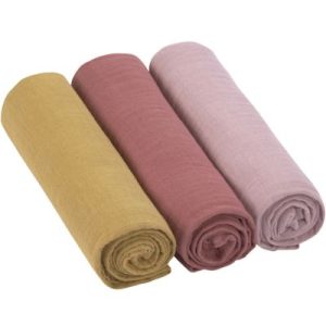 achetez Lot de 3 langes en mousseline de coton rose (85 x 85 cm) Lässig au meilleur prix en promo
