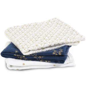 achetez Lot de 3 langes métalliques Gold deco (70 x 70 cm) aden + anais au meilleur prix en promo