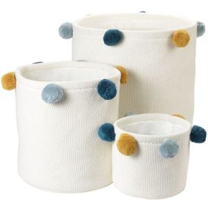 achetez Lot de 3 paniers de rangement Lama bleu Kikadu au meilleur prix en promo