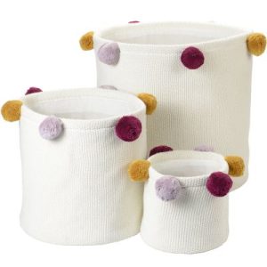 achetez Lot de 3 paniers de rangement Lama rose Kikadu au meilleur prix en promo