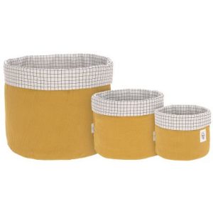 achetez Lot de 3 paniers de toilette en mousseline moutarde Lässig au meilleur prix en promo