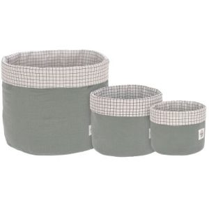 achetez Lot de 3 paniers de toilette en mousseline vert Lässig au meilleur prix en promo