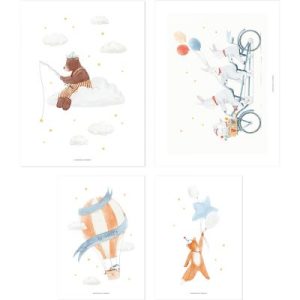 achetez Lot de 4 affiches Hot-air balloons Lilipinso au meilleur prix en promo