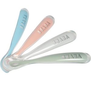 achetez Lot de 4 cuillères en silicone 1er âge bleu