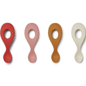 achetez Lot de 4 cuillères en silicone Liva Dusty raspberry multi mix Liewood au meilleur prix en promo