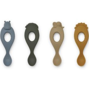 achetez Lot de 4 cuillères en silicone Liva Safari Blue multi mix Liewood au meilleur prix en promo
