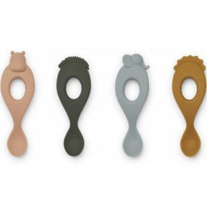 achetez Lot de 4 cuillères en silicone Liva Safari rose multi mix Liewood au meilleur prix en promo