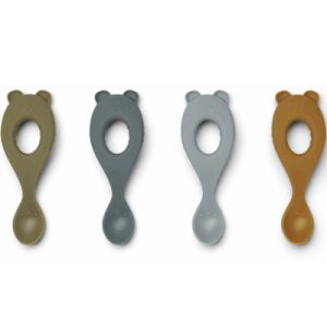 achetez Lot de 4 cuillères en silicone ours Liva Blue multi mix Liewood au meilleur prix en promo
