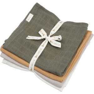 achetez Lot de 4 langes en mousseline de coton bio Olive Garden (60 x 60 cm) Fabelab au meilleur prix en promo