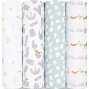 achetez Lot de 4 maxi langes en coton Alphabet animals (112 x 112 cm) aden + anais au meilleur prix en promo