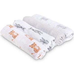 achetez Lot de 4 maxi langes en coton Safari babes (112 x 112 cm) aden + anais au meilleur prix en promo