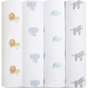 achetez Lot de 4 maxi-langes en coton bio Animal Kingdom (120 x 120 cm) aden + anais au meilleur prix en promo