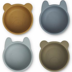 achetez Lot de 4 mini bols en silicone Malene Golden caramel/Blue multi mix (8 cm) Liewood au meilleur prix en promo