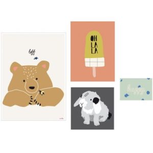 achetez Lot de 4 petites affiches Happy (10 x 15 à 40 x 30 cm) Mimi'lou au meilleur prix en promo