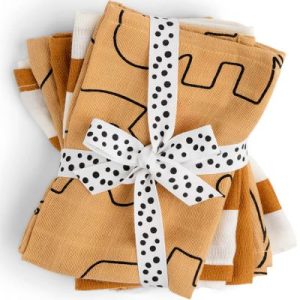 achetez Lot de 5 débarbouillettes en tissu Deer friends Moutarde (30 x 30 cm) Done by Deer au meilleur prix en promo