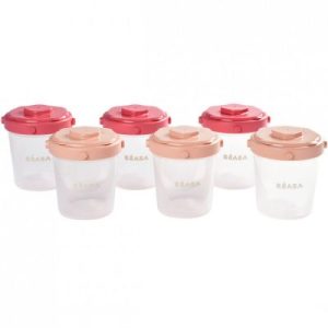 achetez Lot de 6 pots de conservation clipsables Portion 2e âge rose (200 ml) Béaba au meilleur prix en promo