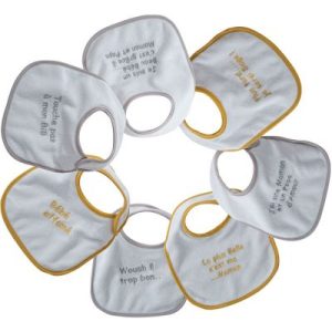 achetez Lot de 7 bavoirs de naissance à velcro Maman et papa d'amour Trois Kilos Sept au meilleur prix en promo