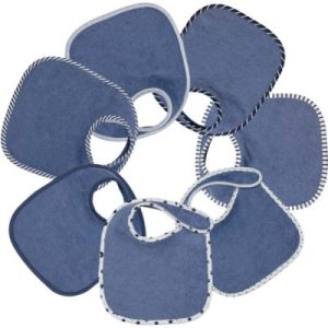 achetez Lot de 7 bavoirs de naissance à velcro bleu marine Trois Kilos Sept au meilleur prix en promo