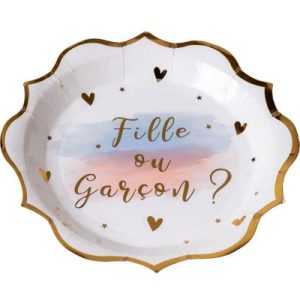 achetez Lot de 8 assiettes en carton Gender reveal Arty Fêtes Factory au meilleur prix en promo