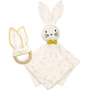 achetez Lot doudou plat + anneau de dentition Leafy Bunny Domiva au meilleur prix en promo