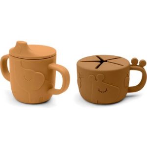 achetez Lot tasse à bec et tasse à goûter Peekaboo Deer friends Moutarde Done by Deer au meilleur prix en promo